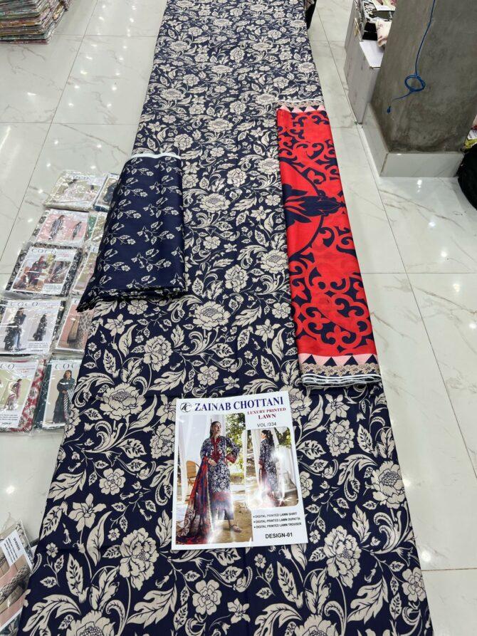 Coco by Zara ShahJahan Unstitched Lawn Dresses 3 Piece Suit Summer Collection Design No 1 - Image 2