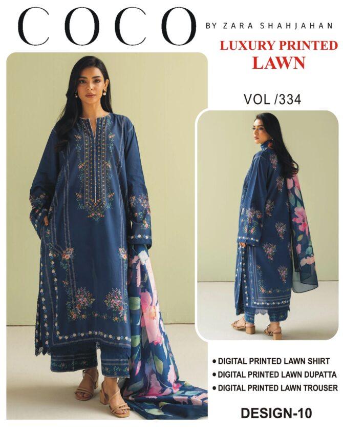 Coco by Zara ShahJahan Unstitched Lawn Dresses 3 Piece Suit Summer Collection Design No 10