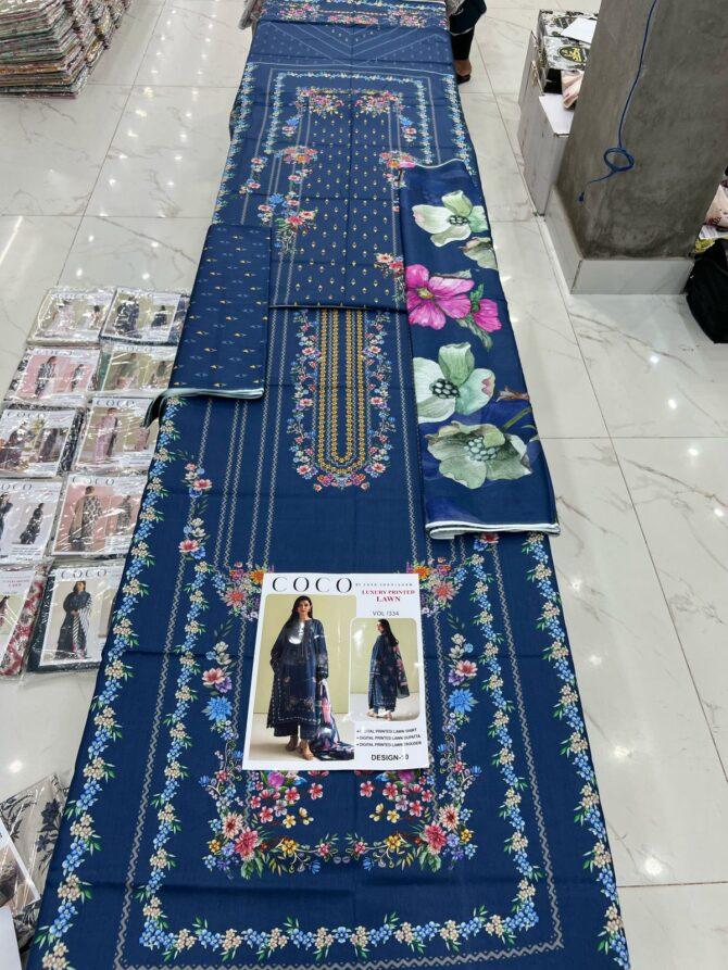 Coco by Zara ShahJahan Unstitched Lawn Dresses 3 Piece Suit Summer Collection Design No 10 - Image 2