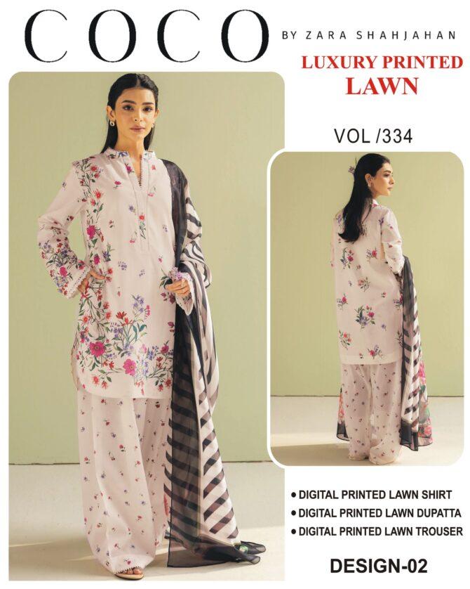 Coco by Zara ShahJahan Unstitched Lawn Dresses 3 Piece Suit Summer Collection Design No 2