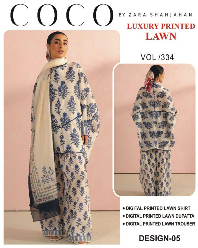 Coco by Zara ShahJahan Unstitched Lawn Dresses 3 Piece Suit Summer Collection Design No 5
