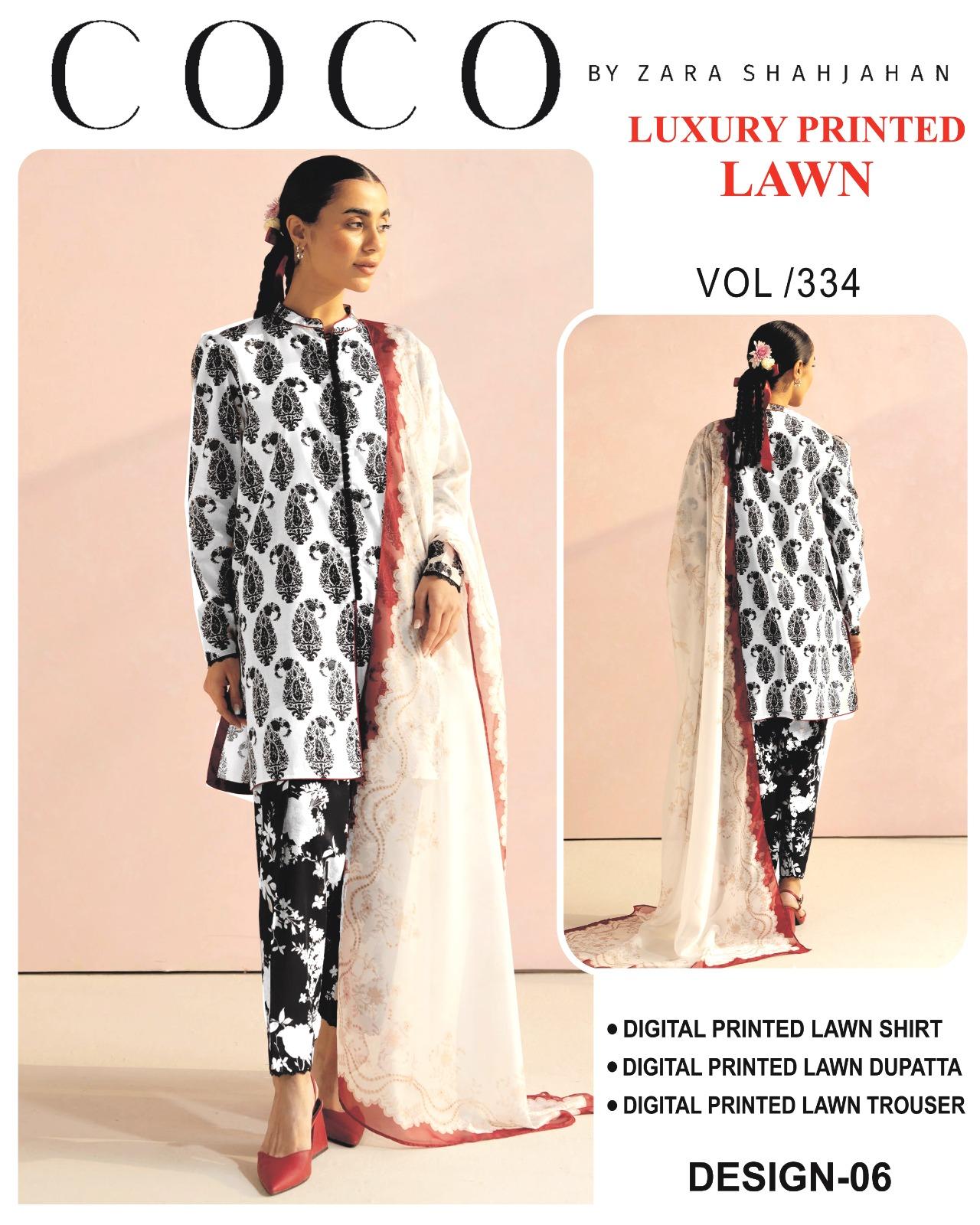 Coco by Zara ShahJahan Unstitched Lawn Dresses 3 Piece Suit Summer Collection Design No 6