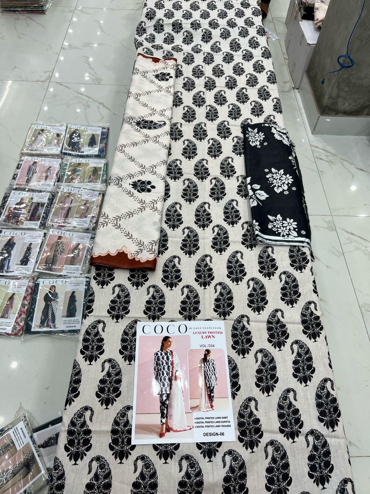 Coco by Zara ShahJahan Unstitched Lawn Dresses 3 Piece Suit Summer Collection Design No 6 - Image 2