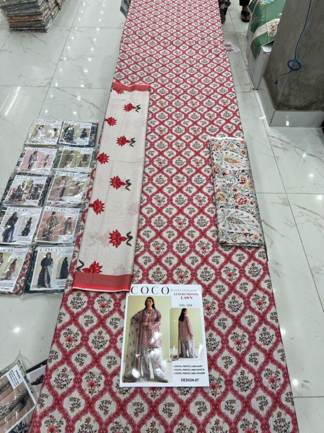 Coco by Zara ShahJahan Unstitched Lawn Dresses 3 Piece Suit Summer Collection Design No 7 - Image 2