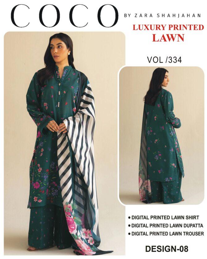Coco by Zara ShahJahan Unstitched Lawn Dresses 3 Piece Suit Summer Collection Design No 8