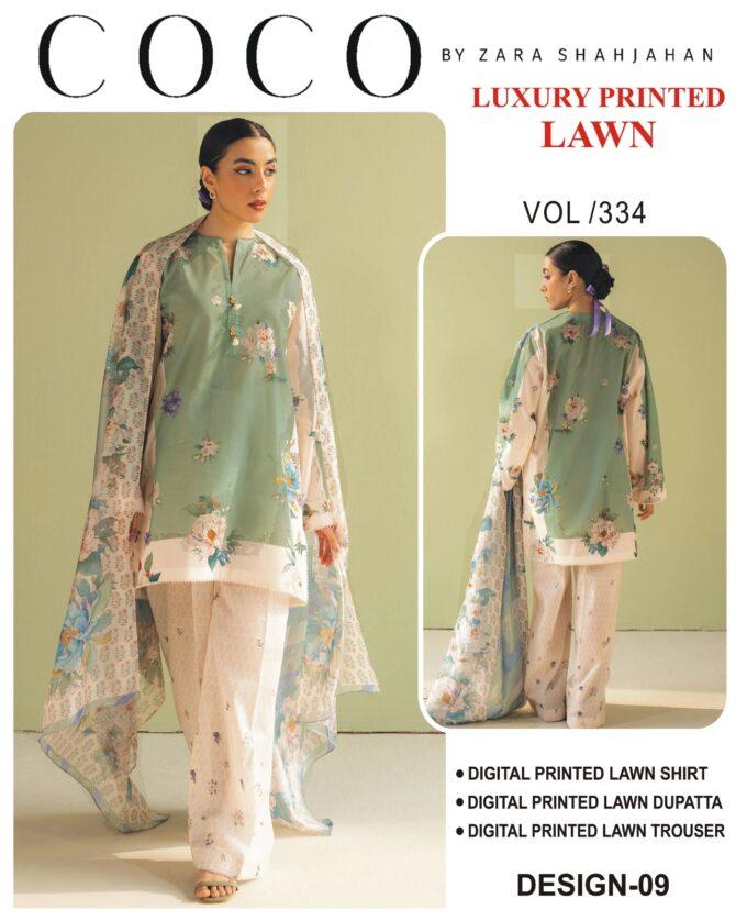 Coco by Zara ShahJahan Unstitched Lawn Dresses 3 Piece Suit Summer Collection Design No 9